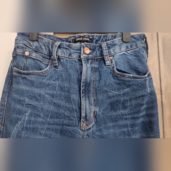 DEAR JOHN Frankie Straight Leg Cropped Jean Bilbao. Med Wash. Size 26 - Picture 10 of 14